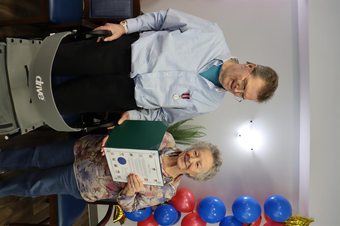 Pictured here is King Charles III Coronation Medal Recipient, Bill Croshaw, along with his wife Louise Croshaw.  